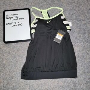 Nike Swim Tankini Top Black‎ & Hot Yellow/Green Print Padded Size Small